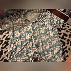 Fighting Eel Blue and Pink Floral Pajama Top